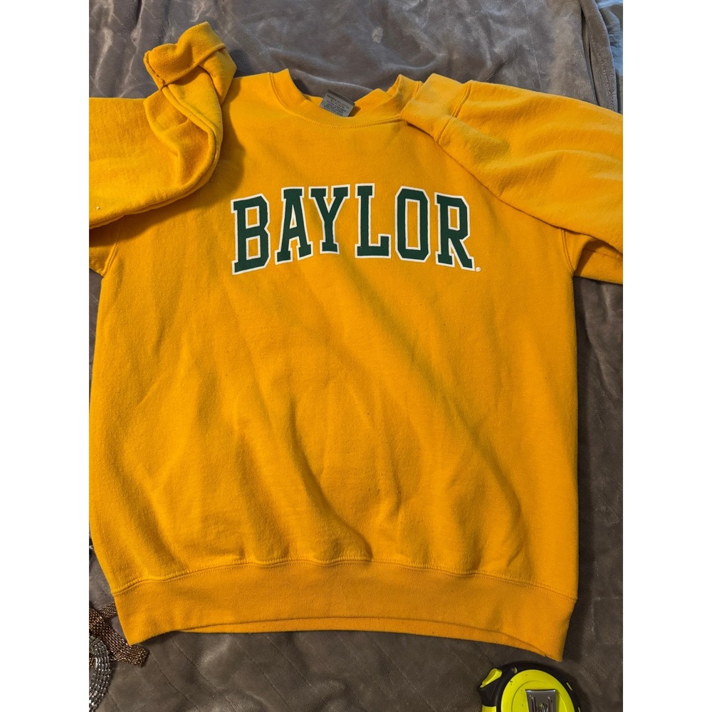 MV Sport Baylor University Bears Crewneck Sweatshirt Yellow Gold Mens Medium - Picture 5 of 7
